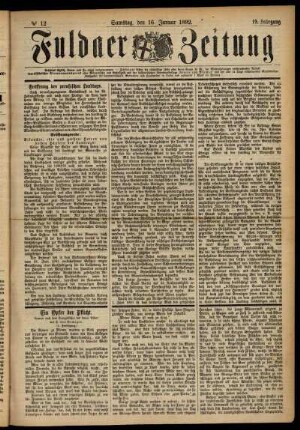 Ausgabe vom Samstag, den 16. Januar 1892.