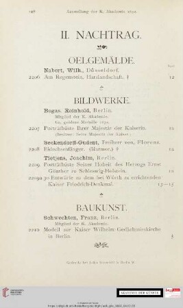 II. Nachtrag
