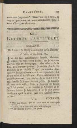 XXII. Lettres Familières.