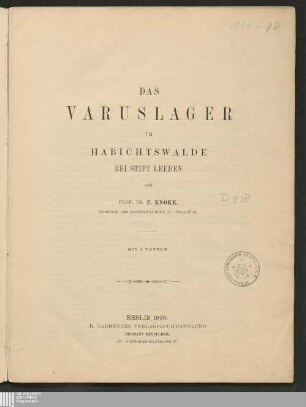 Das Varuslager im Habichtswalde bei Stift Leeden