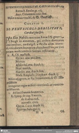 Curatio L. [Curatio LII.] De Ventriculi Debilitate, Cardialgia etc.