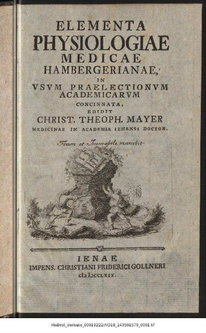 Elementa Physiologiae Medicae Hambergerianae : In Vsvm Praelectionvm Academicarvm concinnata