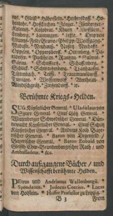 Durch außgangene Bücher/ und Wissenschafft berühmte Helden.