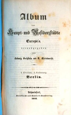 Album der Haupt- und Residenzstädte Europa's, 1,1. Berlin