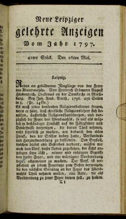 42tes Stück. Den 26ten Mai.