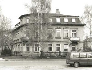Dresden-Blasewitz, Maystrasse 1. Wohnhaus (1886/1900). Eckansicht mit Fassade Altenberger Straße