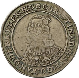 Riksdaler auf Königin Christina von Schweden mit Darstellung des Salvator mundi, 1643