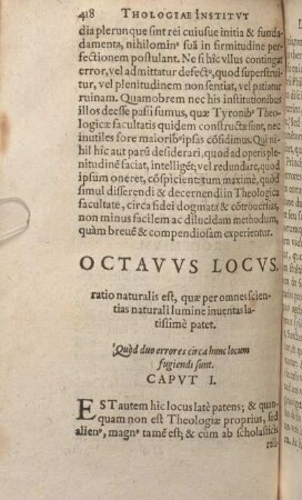 Octavvs Locvs ratio naturalis est, quae per omnes scientias naturali lumine inuentas latissimè patet.