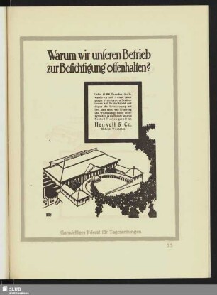 Warum wir unseren Betrieb zur Besichtigung offenhalten? [Inserat für Tageszeitungen]