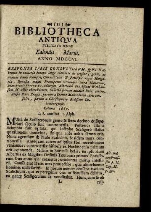 Kalendis Martii. Anno MDCCVI.