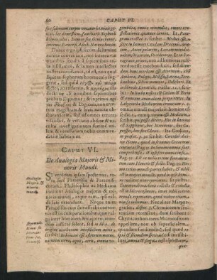 Caput VI. De Analogia Maioris & Minoris Mundi