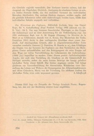 256 [Rezension] Rops, Daniel, Dass Mysterium des Fegfeuers