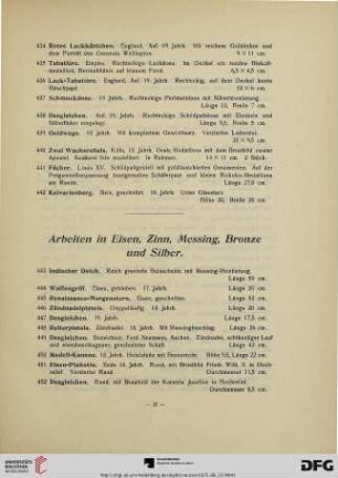 Arbeiten in Eisen, Zinn, Messing, Bronze und Silber (Nr. 443-532)