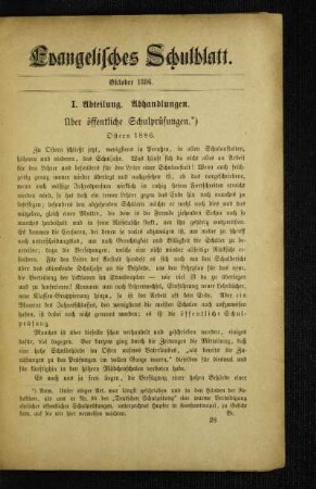 Über öffentliche Schulprüfungen : Ostern 1886