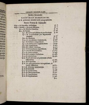 Index Generalis Capitum Et Membrorum [...]