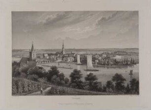 Crossen/Oder [Krosno Odrzańskie]: Stadtansicht von Nordwesten (Brandenburgisches Album, Blatt 14)