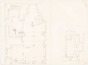Schloss in Riede: Grundriss Küche und Speisekammer, Parterre und 2.OG