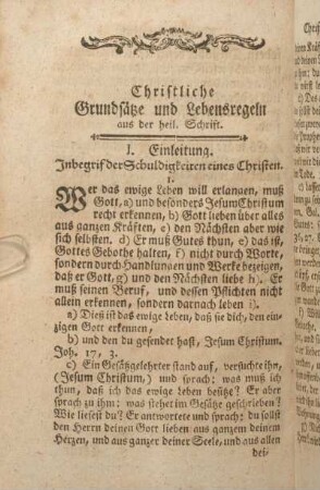 I. Einleitung Inbegrif der Schuldigkeiten eines Christen.