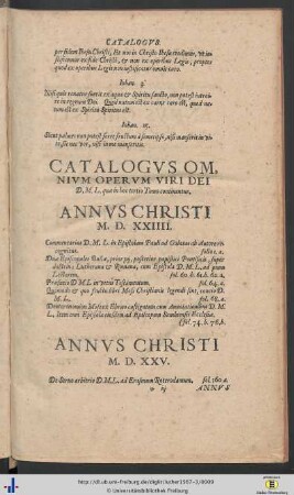 Catalogus Omnium Operum Viri Dei D. M. L. quae in hoc tertio Tomo continentur.