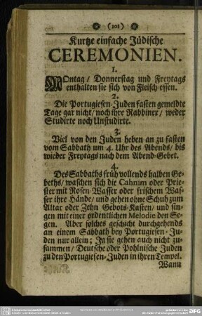Kurtze einfache Jüdische Ceremonien