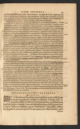 Argumentum Libri De Corona Militis