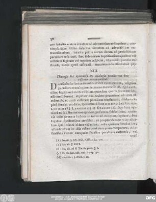 XIII. Diversae hae opiniones ex analogia peculiorum brevissimis examinantur.