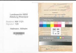 Entnazifizierung Wilhelm Hellmann , geb. 08.09.1902 (Lehrer)