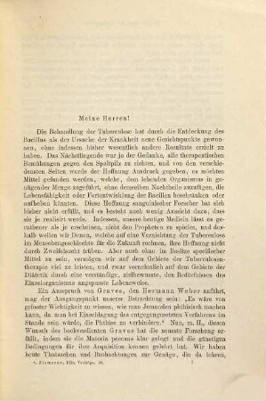 Klinische Vorträge : Vortrag, 10 : 5, Respirationsapparat ; 3. Die Therapie der Tuberculose