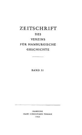 51.1965: Zeitschrift des Vereins für Hamburgische Geschichte