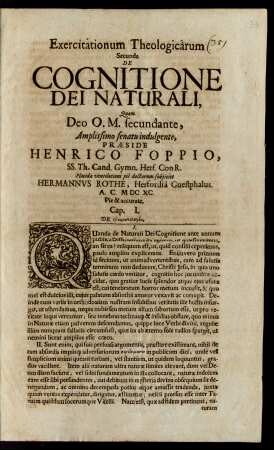 Exercitationum Theologicarum Secunda De Cognitione Dei Naturali