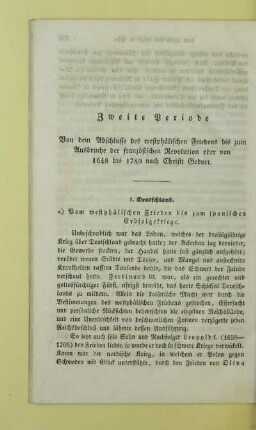 Zweite Periode. Von dem Abschlusse des westphaelischen Friedens bis zum Ausbruche der franzoesischen Revolution oder von 1648 bis 1789 nach Christi Geburt