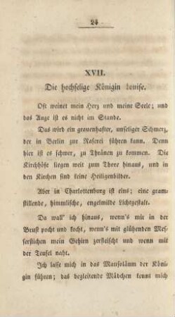 XVII. Die hochselige Königin Louise
