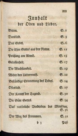 Innhalt der Oden und Lieder.