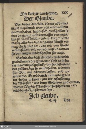 Der Glaube Mit kurtzer auslegung