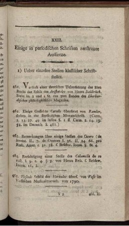 XXIII. Einige in periodischen Schriften zerstreute Auffsaetze.