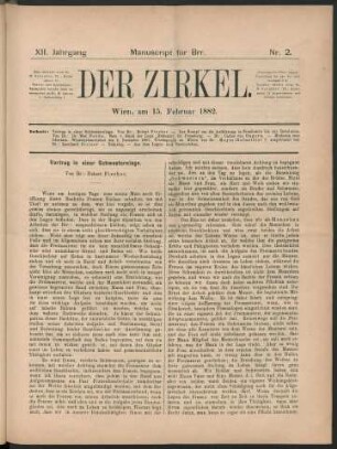Nr. 2. Wien, am 15. Februar 1882.