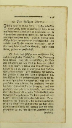 2) Von fluessigen Koerpern