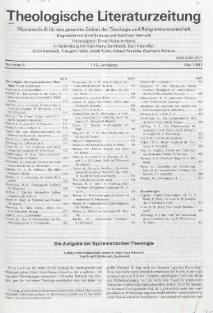 321-330 Die Aufgabe der Systematischen Theologie