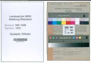 Entnazifizierung Wilhelm Quabeck , geb. 29.05.1902 (Kaufmann)