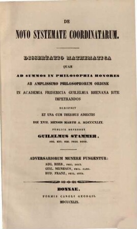 De novo systemate coordinatarum
