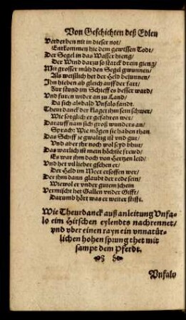 Wie Theurdanck auß anleitung Unfalo eim hirschen eylendts nachrennet/ ...