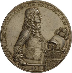 Medaille des pfälzischen Kurfürsten Karl Ludwig auf den Wiederaufbau Mannheims und der Festung Friedrichsburg, 1665