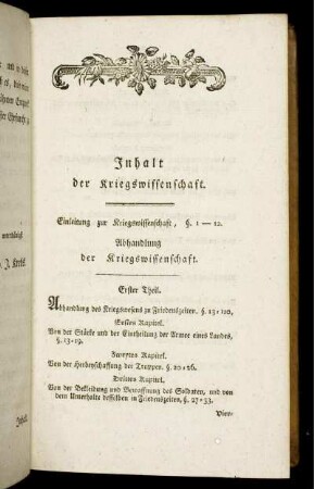 Inhalt der Kriegswissenschaft