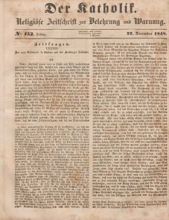 613-615 Zeitfragen : LXXXIII. Der hohe Gefangene in Chillon und die Freiburger Zustände (Teil IV)