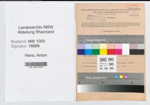 Entnazifizierung Anton Hans, geb. 13.06.1904 (Zollsekretaer)