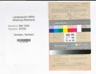 Entnazifizierung Gerhard Janssen, geb. 24.09.1892 (Vermessungstechniker)