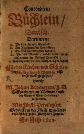 Concordien-Büchlein für Kirchen und Schulen