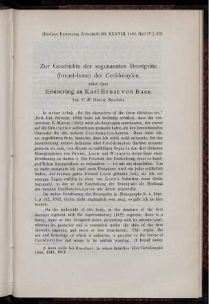 Zur Geschichte der sogenannten Brustgräte (breast-bone) der Cecidomyien