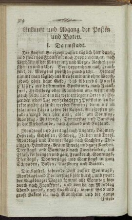 Ankunft und Abgang der Posten und Boten.