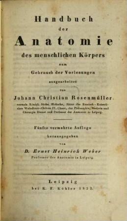 Handbuch der Anatomie des menschlichen Körpers